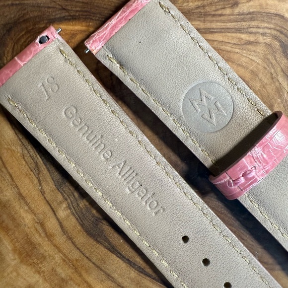 Michele 18mm Pink Leather Croc Watch Strap Band - Picture 4 of 4